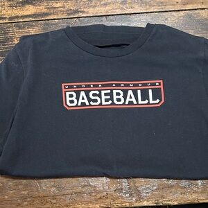 Under Armour Black Tee with Red & White Baseball Logo